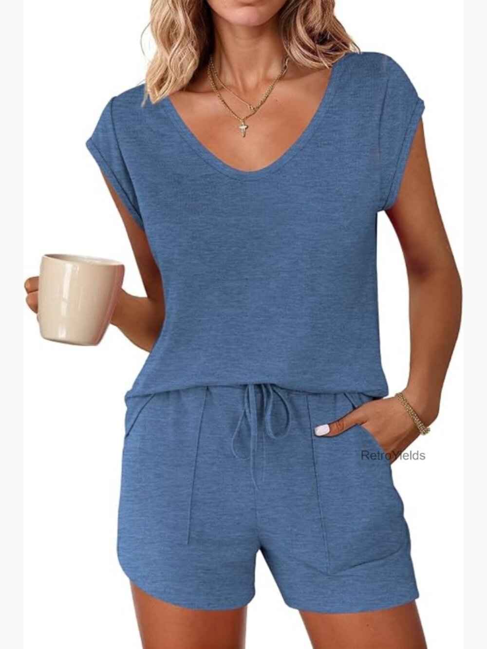 Women's 2-Piece Pajama Set Short Sleeve Top & Shorts S-XXL